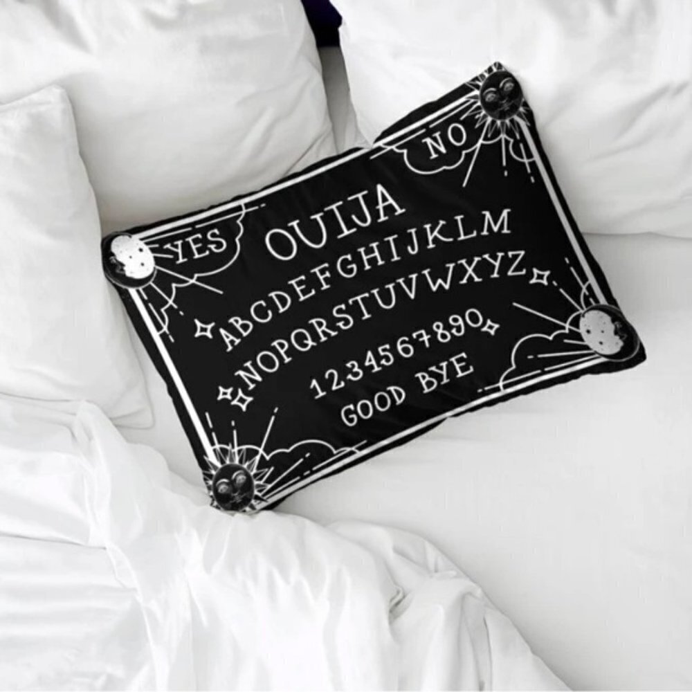 Pillow Cover Ouija Board Moon Stars Skull Black White Lumbar 19.7 in X 11.8 - Picture 9 of 15